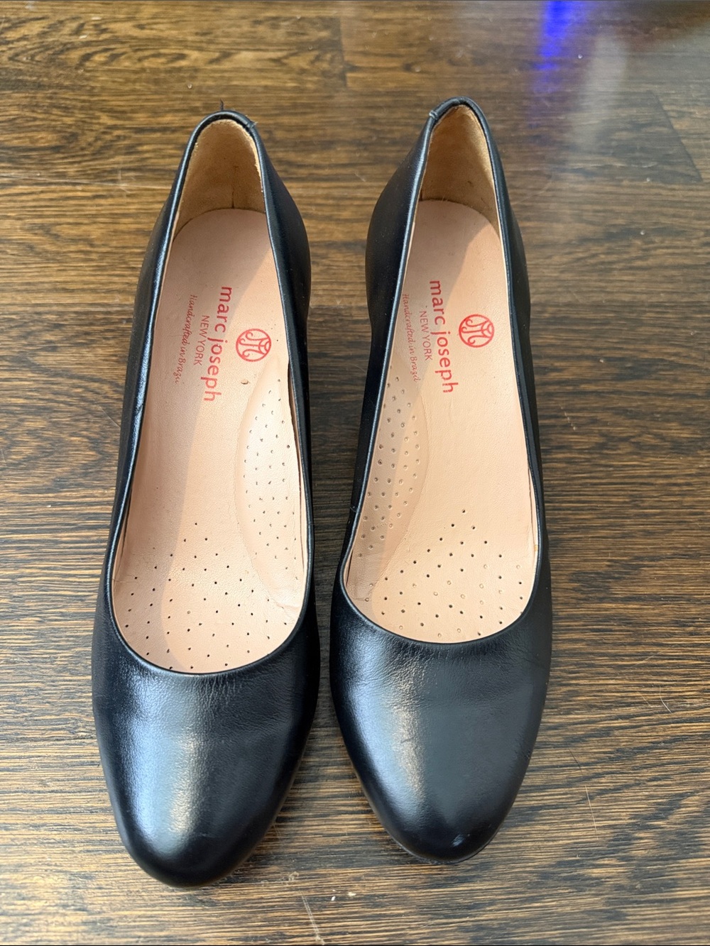Marc Joseph Black Leather Women's Slip-On Ballet Flats